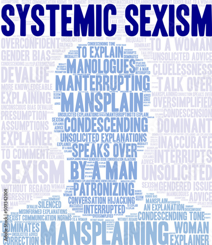 Systemic Sexism Word Cloud on a white background 