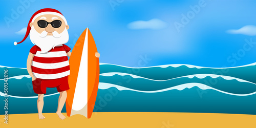 Santa Claus on vacation. Vector illustration.