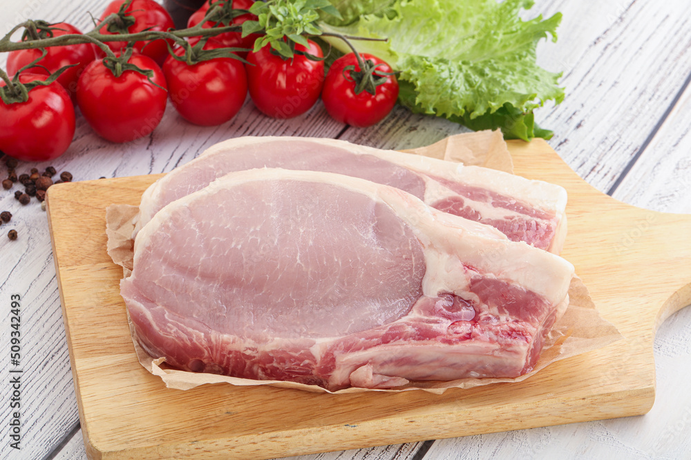 Raw pork t-bone steak for grill Raw pork t-bone steak for grill
