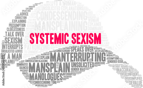 Systemic Sexism Word Cloud on a white background. 