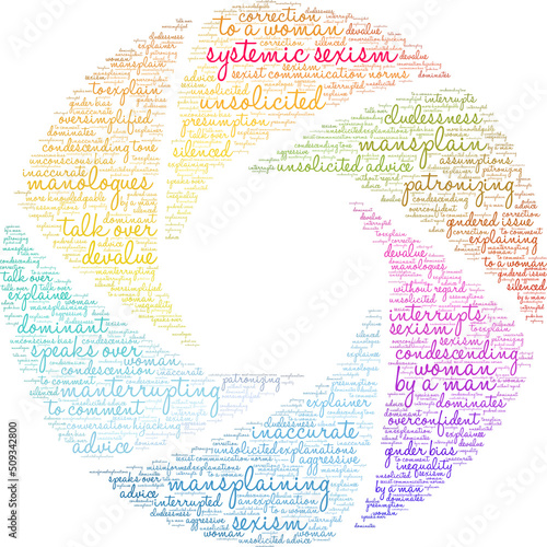Systemic Sexism Word Cloud on a white background. 