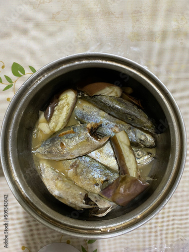 Photo of Inun Unan or Boiled Pickled Fish Stewed with Vinegar Eggplant Vegetables Filipino Dish