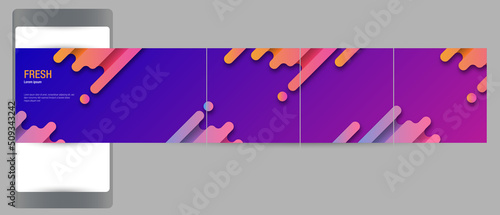 Instagram social media carousel post background template. abstract colorful gradient geometric layout. suitable for fitness, summer party, music festival, technology business