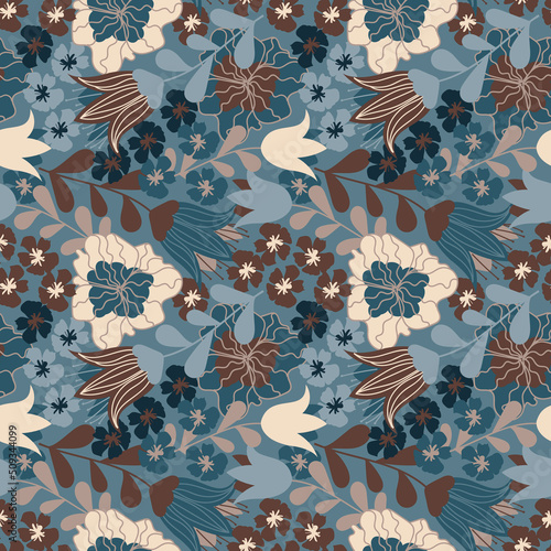 Vintage floral seamless texture, vector. Perfect for fashion print, wallpaper...