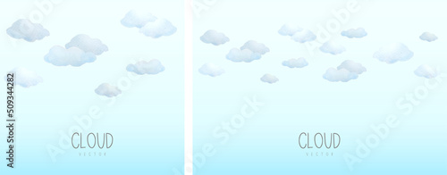 The cloud is painted with watercolor on blue gradient background. The cloud is cartoon-style and looks cute.