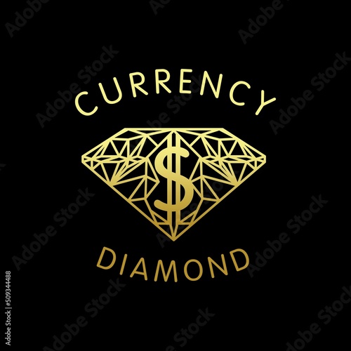 Diamond Illustration With Dollar Currency For Finance Logo Design, Jewelry Store, Bank