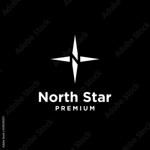 Letter N for north and star logo icon vector template on white background