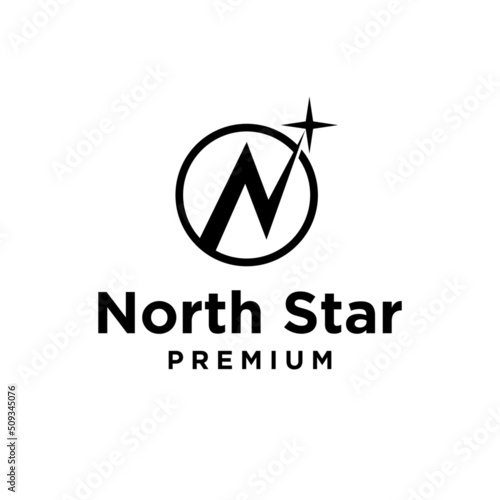Letter N for north and star on circle logo design