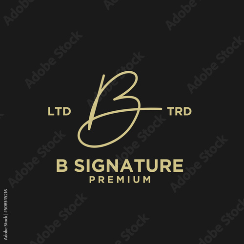 Signature letter B hand write logo design