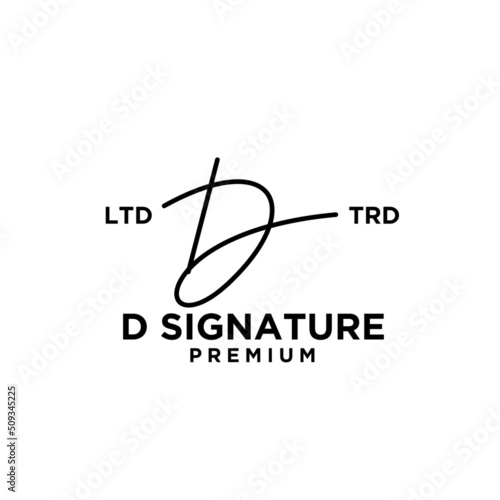 Signature letter D hand write logo design photo