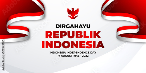 Dirgahayu Republik Indonesia Banner With Flag