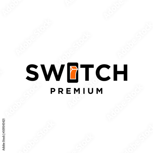 switch letter logo with on off icon design