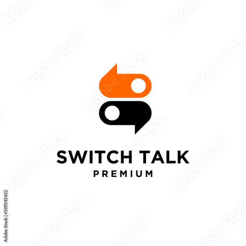 switch talk with bubble chat icon logo design