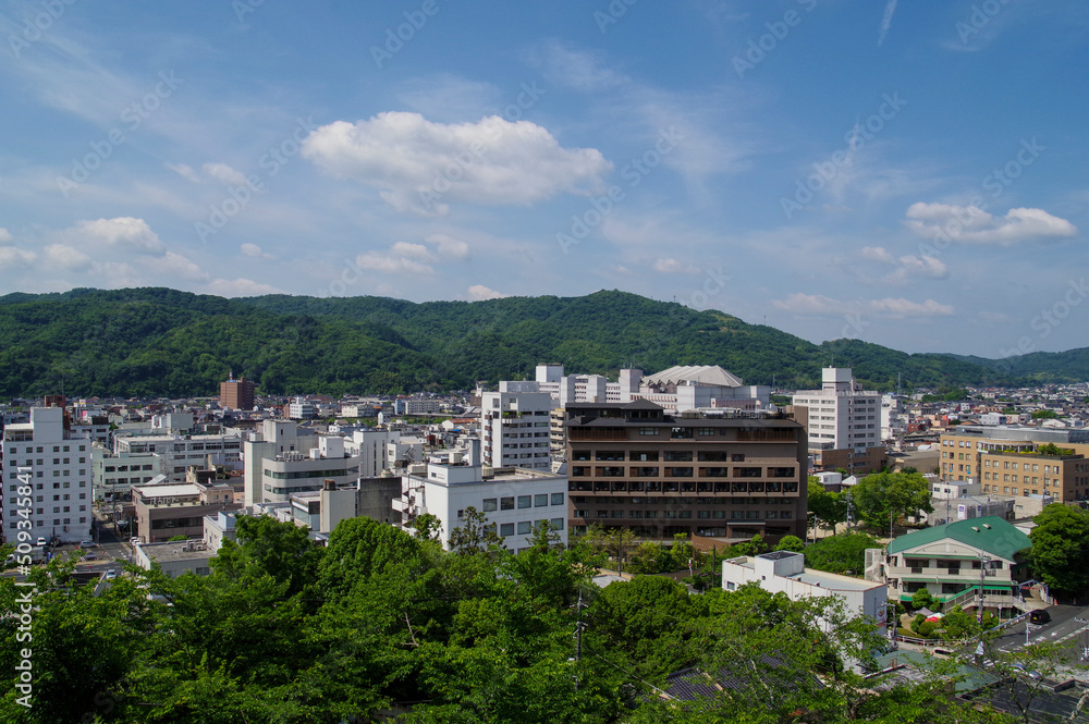 高台の公園から眺める津山の市街地