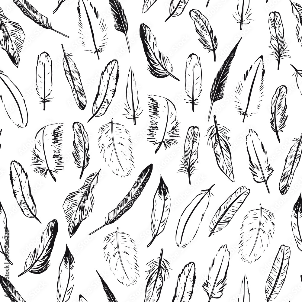 Feather vector seamless pattern Feather vector seamless pattern