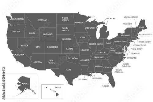 Vector map of USA with states and administrative divisions. Editable and clearly labeled layers. © asantosg