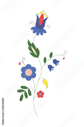 Traditional Polish ornament. Kashubian embroidery. Floral folk vector illustration.