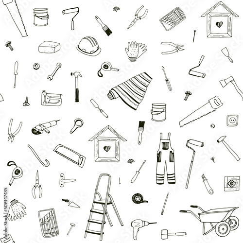 Repair tools vector seamless pattern