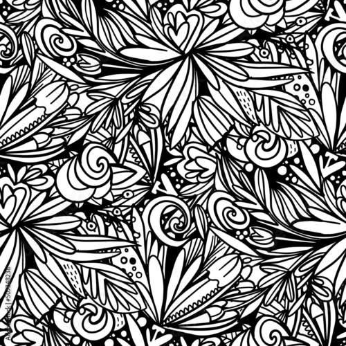 Coloring pages seamless background  Floral coloring book