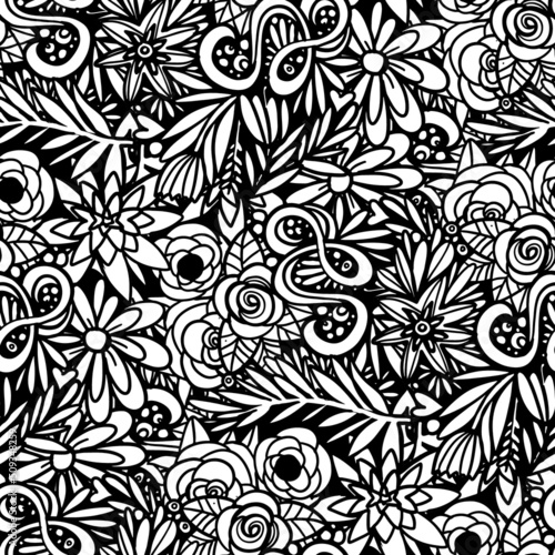 Coloring pages seamless background  Floral coloring book