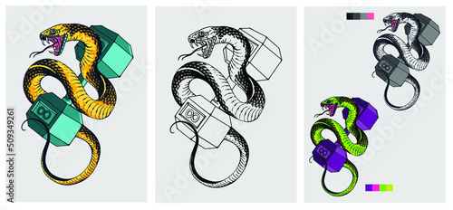 Snake on dumbbell. Infinity power.