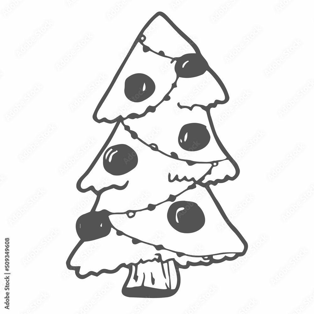 Christmas pine fir tree. Vector line drawing. illustration minimalistic design Christmas pine fir tree. Vector line drawing. illustration minimalistic design