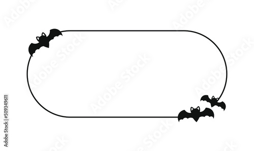Bat border frame name tag template. Simple Halloween theme frames