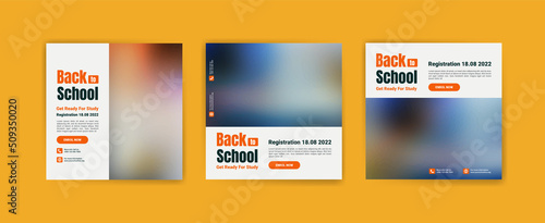 Social media post template for back to school and school admissions. Vector banner for educational advertisement.