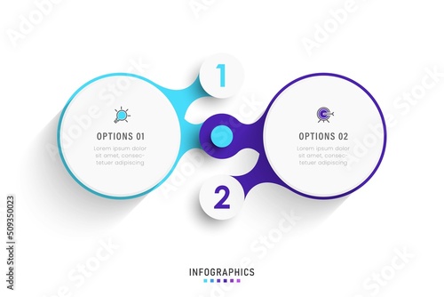 Vector Infographic label design template with icons and 2 options or steps. Can be used for process diagram, presentations, workflow layout, banner, flow chart, info graph.
