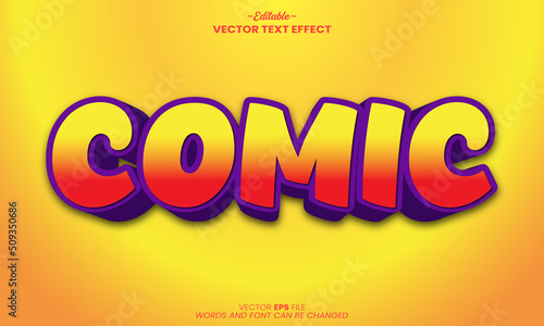 Red and yellow colour 3d comic text effects