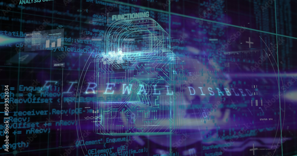 Image of security padlock and data processing over navy background Image of security padlock and data processing over navy background