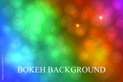 Multicolored shimmering bokeh background. Defocused blurry light. Abstract vector background.