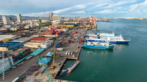 Cebu City, Philippines - Aerial of the Port of Cebu. photo