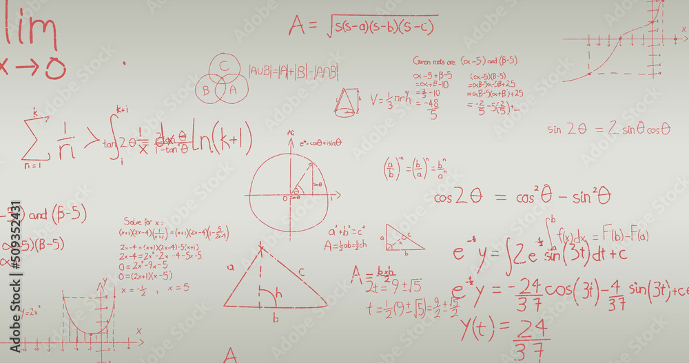 Obraz premium Image of mathematical equations on white background