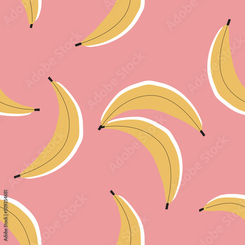 Seamless Repeat Vector Bold Banana Fruit Pattern 