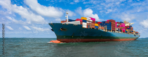 Global business logistics and transportation International container cargo ship in ocean, Container ship freight shipping import export, Container ship vessel cargo carrier supply chain