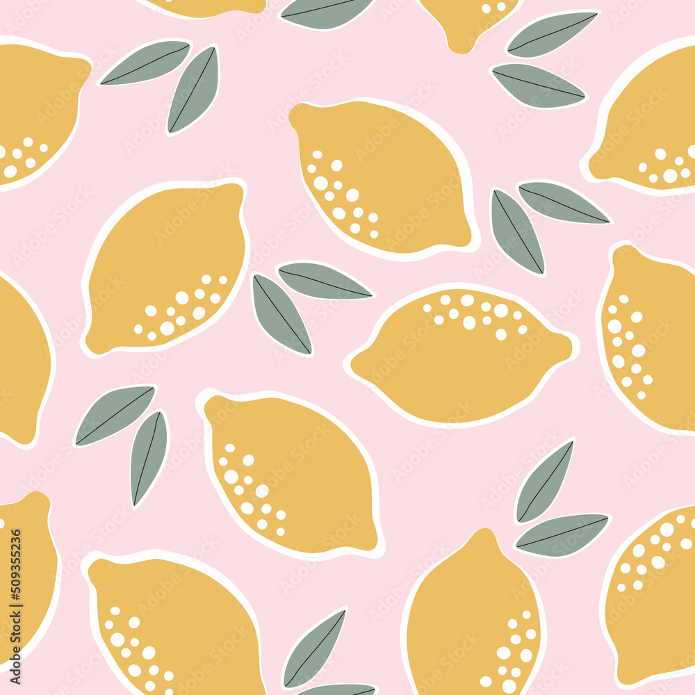 Seamless Repeat Vector Bold Sweet Lemon Fruit Pattern Seamless Repeat Vector Bold Sweet Lemon Fruit Pattern