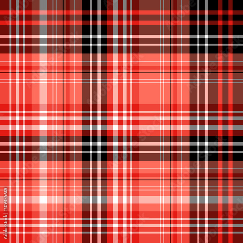 Seamless pattern in marvellous red, black and white colors for plaid, fabric, textile, clothes, tablecloth and other things. Vector image.