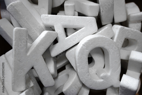 Capital letters made of white polystyrene photo