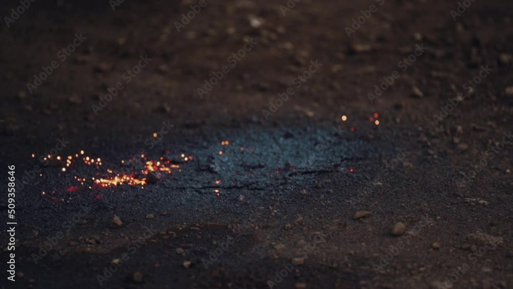 The process of metal welding, metal cutting by electric welding in slow motion The process of metal welding, metal cutting by electric welding in slow motion