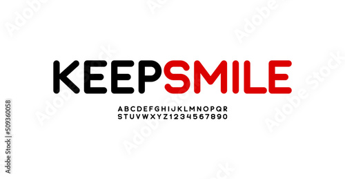 Round font, trendy alphabet, modern letters and numbers