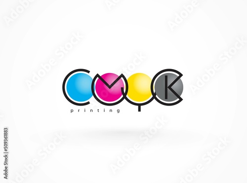 Cmyk logo print service polygraphy theme