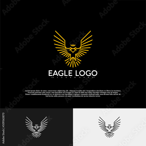 Golden eagle logo vector illustration design modern. creative design template.