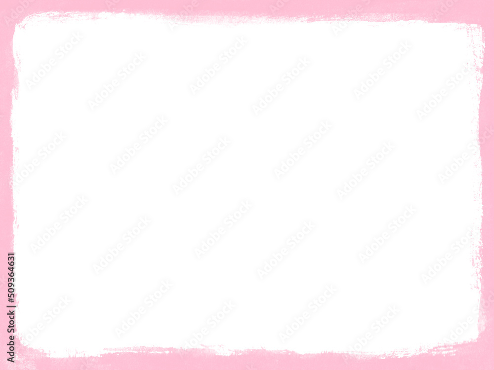 Obraz premium 荒々しい筆タッチで描いた額縁みたいなフレーム背景 ピンク