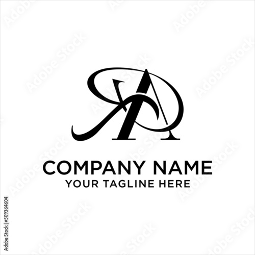 Letter RA or DA logo design template. Initial letter RA DA, overlapping elegant monogram logo.