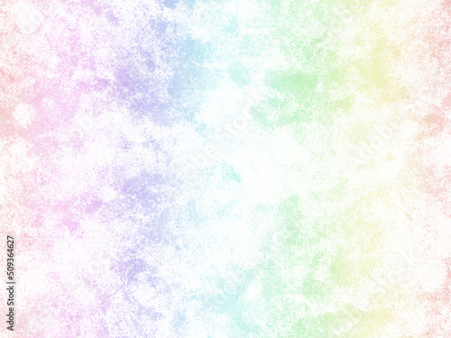 カラフルな虹色背景と白い雲がかかったポップな背景 © 桜 マチ