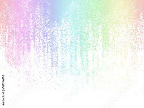 カラフルな虹色背景と噴水みたいな白いスプラッシュ