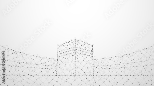 Abstract plexus network connection of Kaaba Mecca building at the center of Islam's. Vector illustration