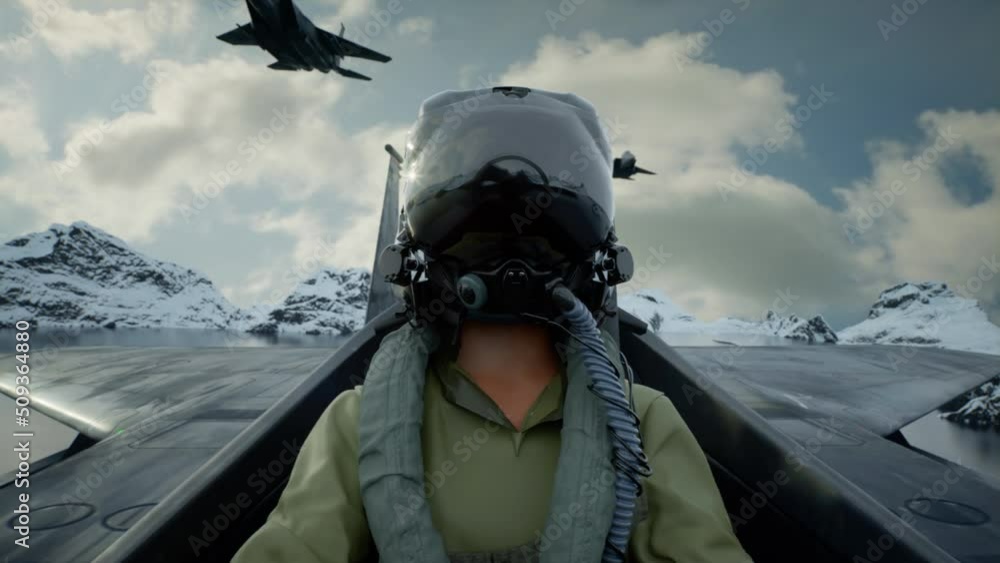 Aviator, pilot controls military aircraft. Closeup of the cockpit of a