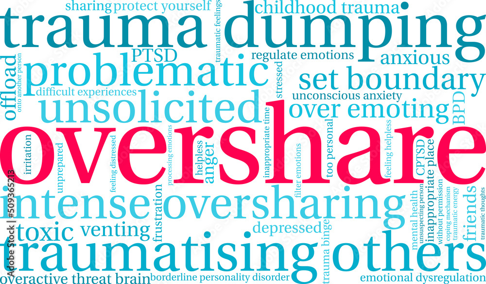 Overshare Word Cloud on a white background. Overshare Word Cloud on a white background.